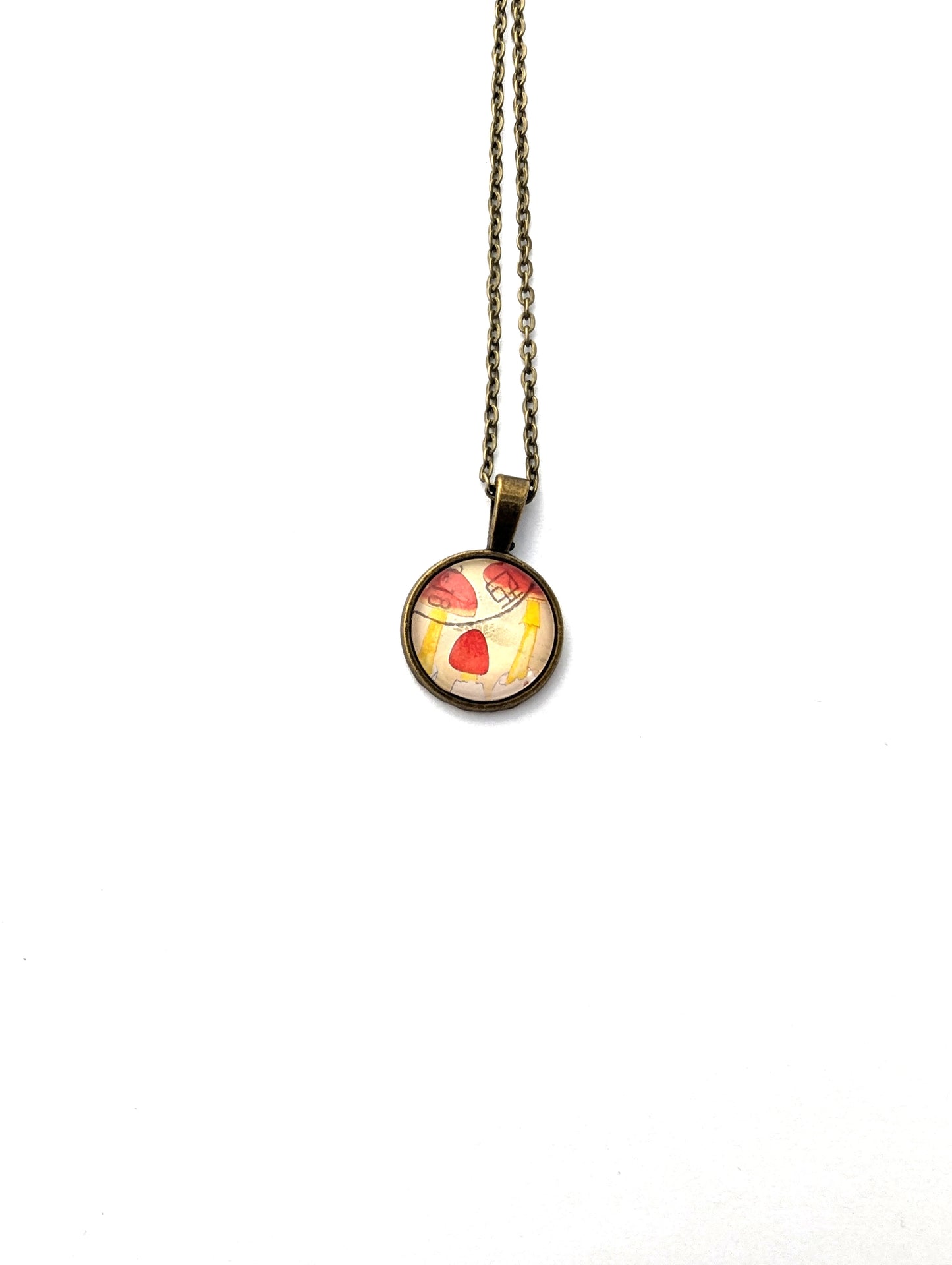 2019 Mushroom - Japan Stamp - Postage Stamp Jewelry - Vintage Postage Stamp Necklace - Antique Bronze Finish