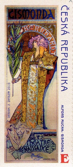 2010 Mucha Czech Republic Stamp- Postage Stamp Necklace
