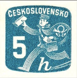 1947 Blue Postman Necklace Stamp - Postage Stamp Necklace