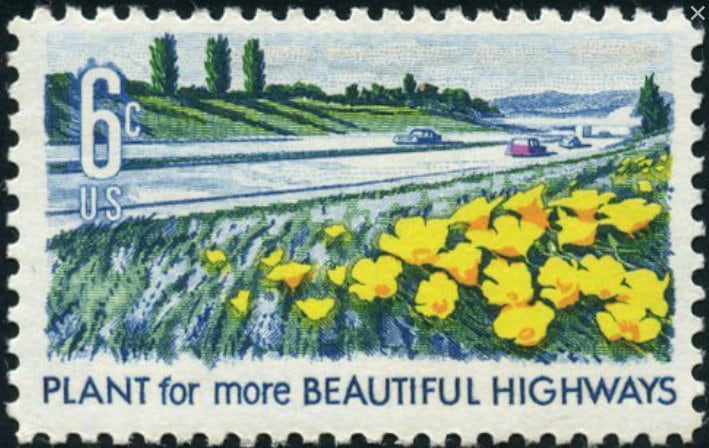 1969 Plant for more beautiful highways US stamp - Postage Stamp Necklace