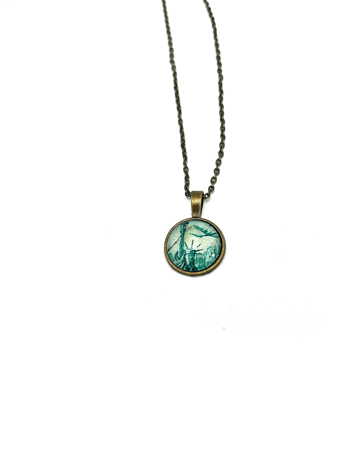 1947 USA Stamp - Postage Stamp Jewelry - Vintage Postage Stamp Necklace - Antique Bronze