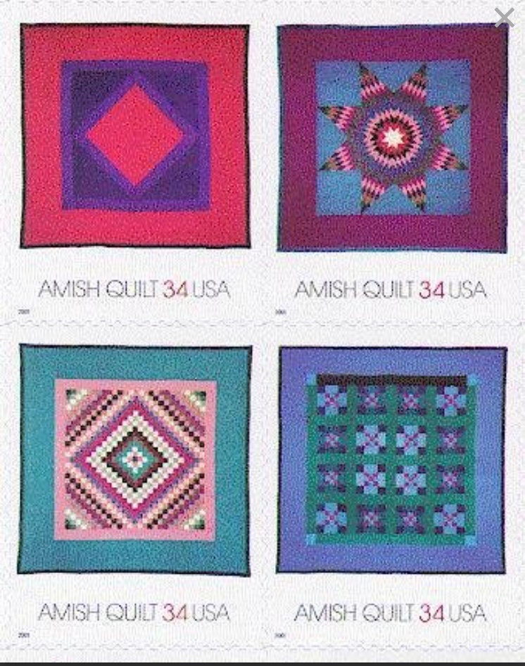 1960 USA Amish quilt Stamp - Postage Stamp Necklace