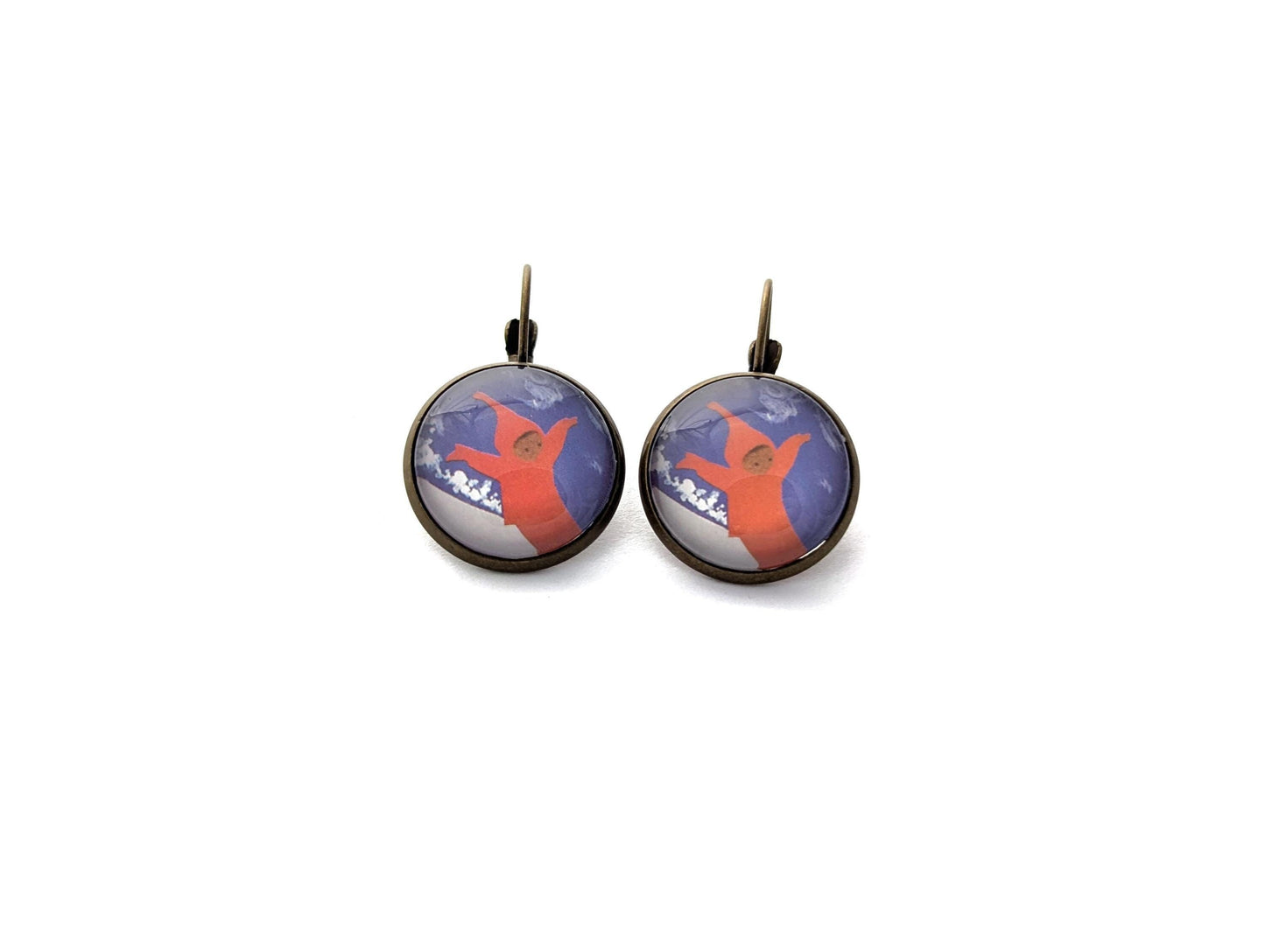2017 USA Snowy Day Stamp - Postage stamp jewelry - Vintage Postage Stamp Earrings - French clip earrings in antique bronze finish