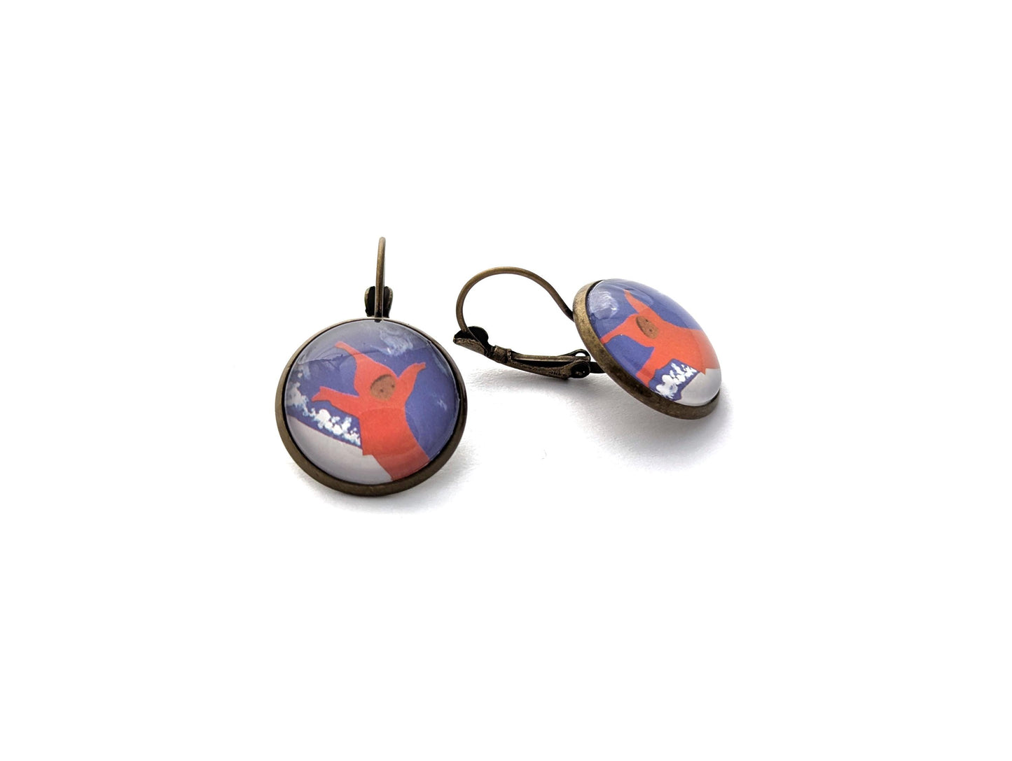 2017 USA Snowy Day Stamp - Postage stamp jewelry - Vintage Postage Stamp Earrings - French clip earrings in antique bronze finish