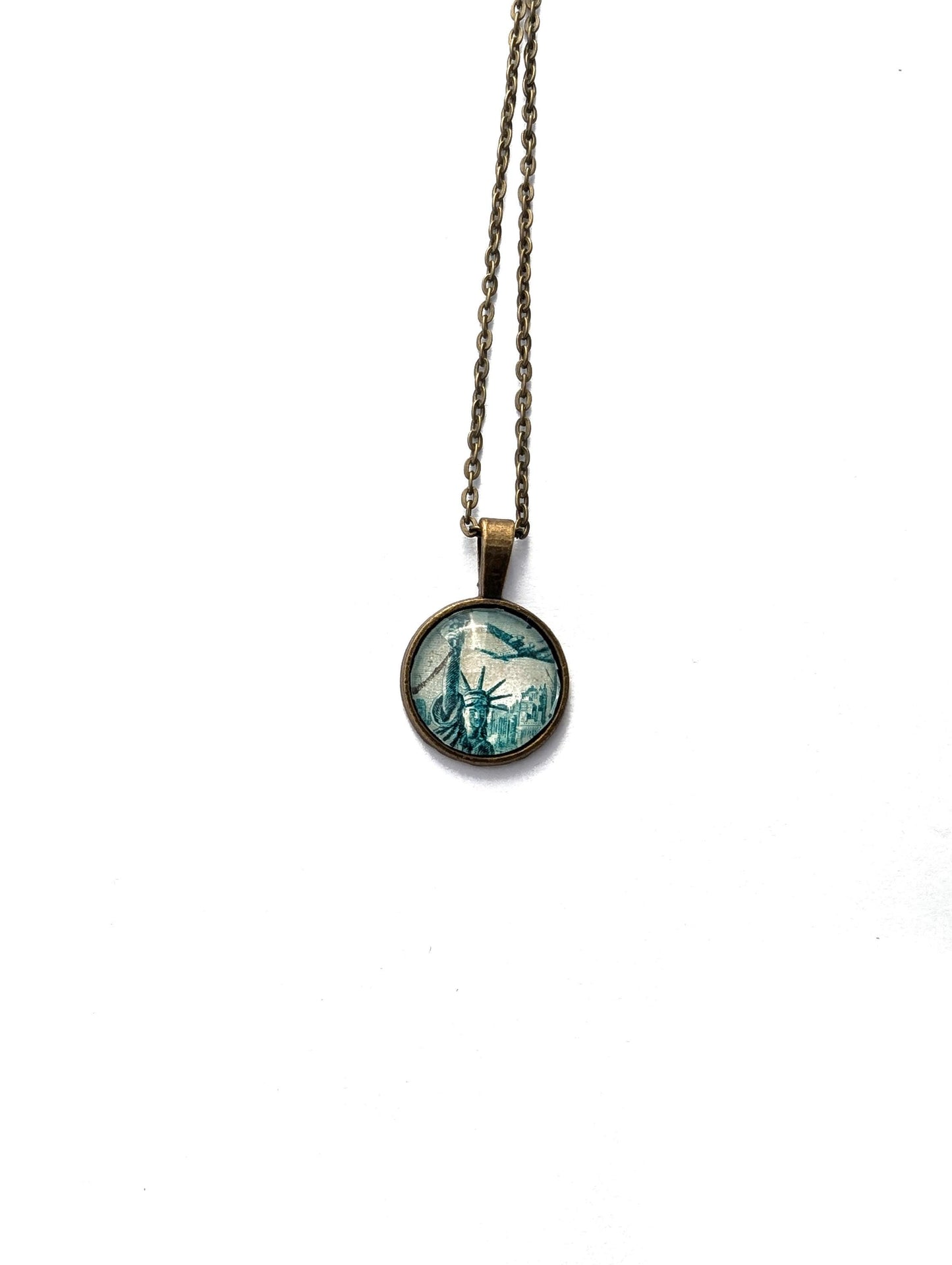 1947 USA Stamp - Postage Stamp Jewelry - Vintage Postage Stamp Necklace - Antique Bronze