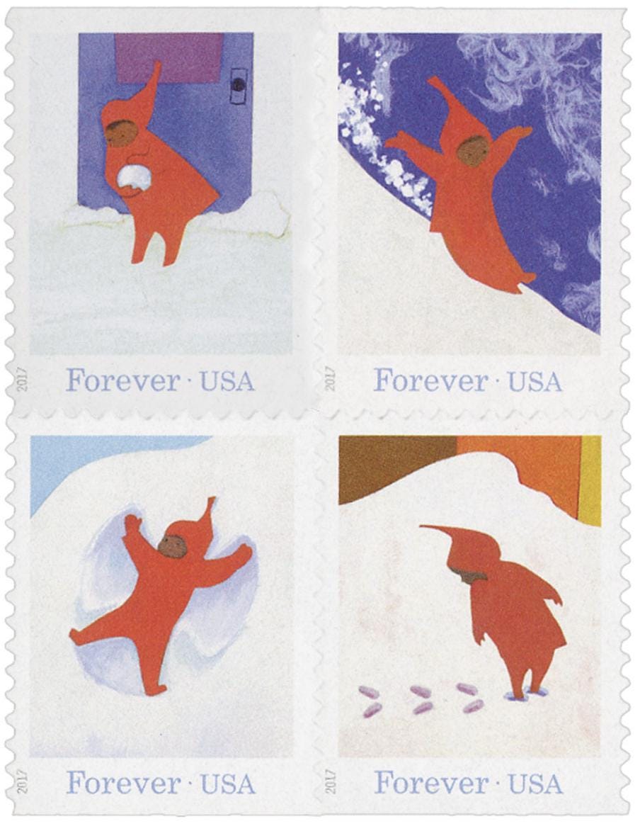2017 USA The Snowy Day Stamp - United States Stamp - Postage stamp jewelry - Postage Stamp Necklace