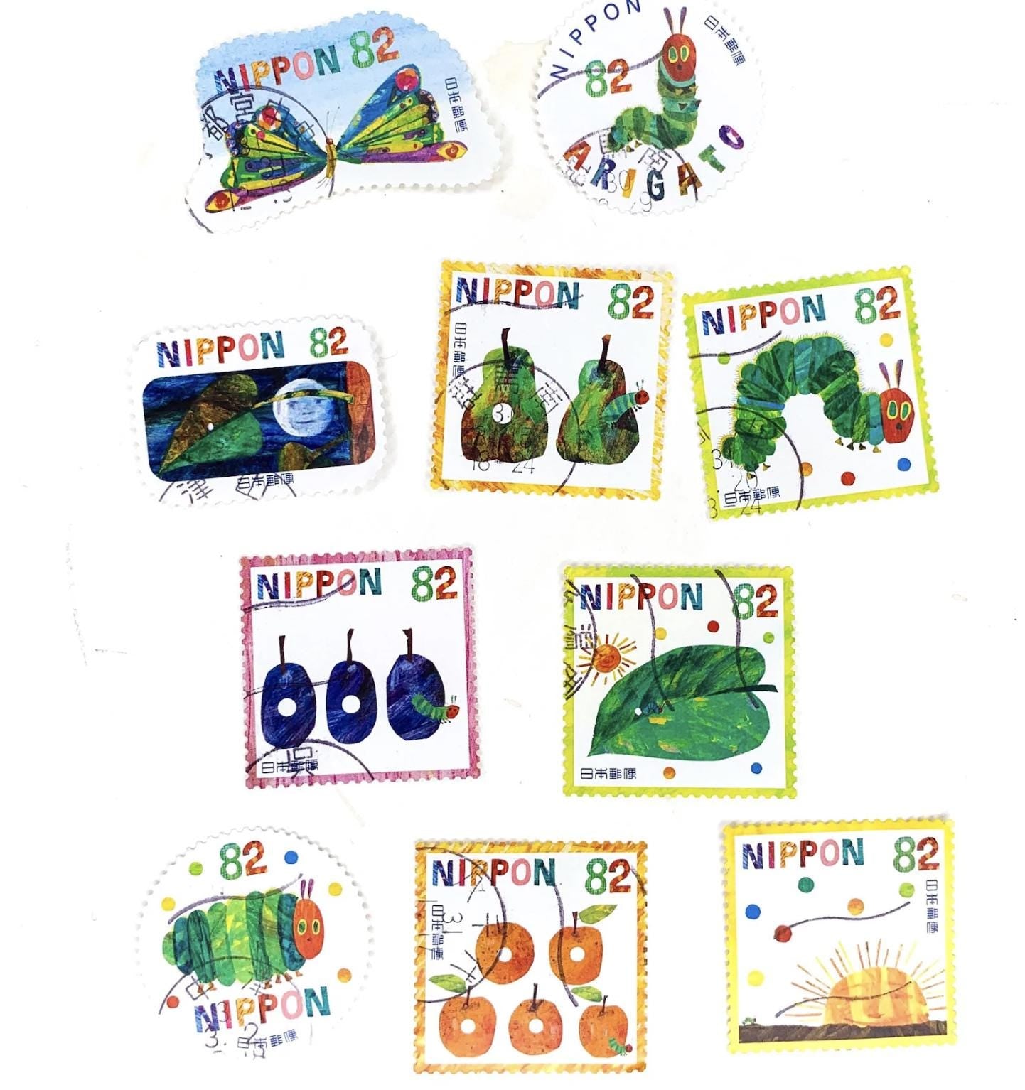 2018 Japan Eric Carle - The Very Hungry Caterpillar Stamp - Postage Stamp Earrings