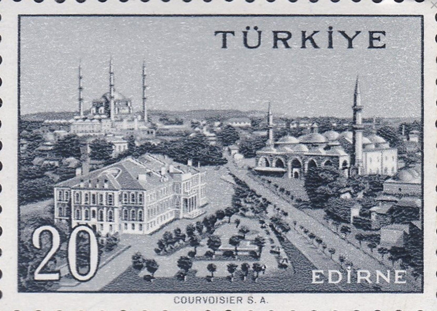 1959 Edirne Turkey Stamp - United States Stamp - Postage stamp jewelry - Postage Stamp Necklace