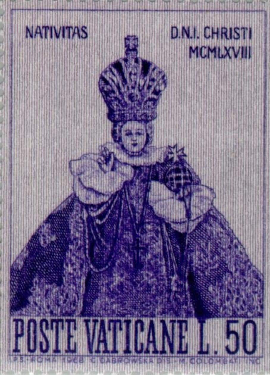 1968 Child of Prague - Vatican City Stamp - Postage Stamp Jewelry - Vintage Postage Stamp Necklace - Antique Bronze
