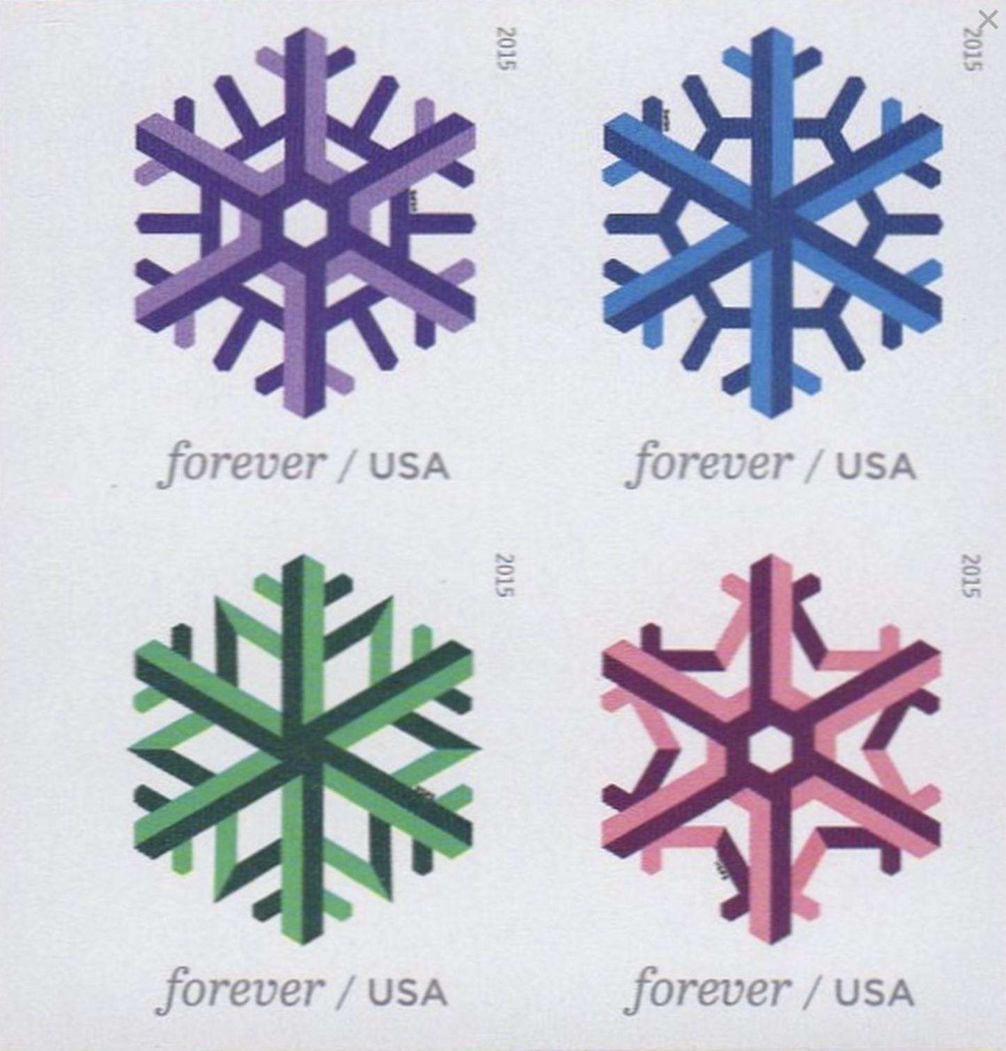 2015 Geometric Snowflakes USA Stamp - Postage Stamp Earrings