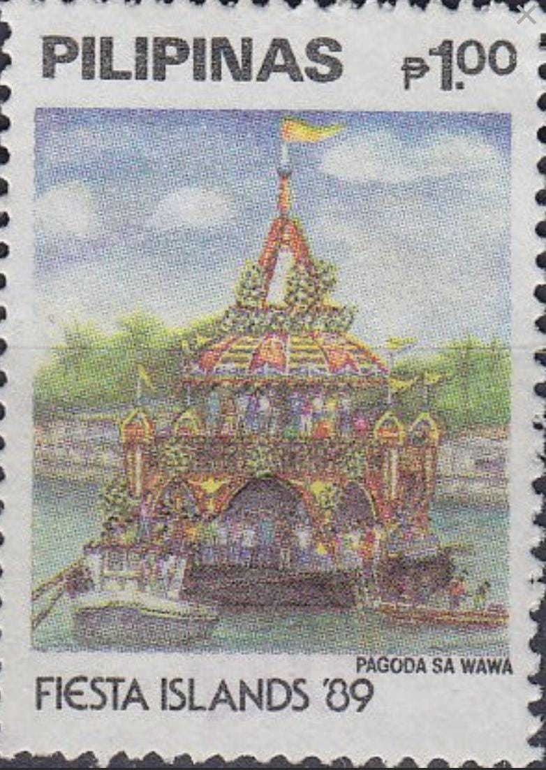 1989 Pagoda Sa Wawa - Philippines Stamp - Postage stamp jewelry - Postage Stamp Necklace