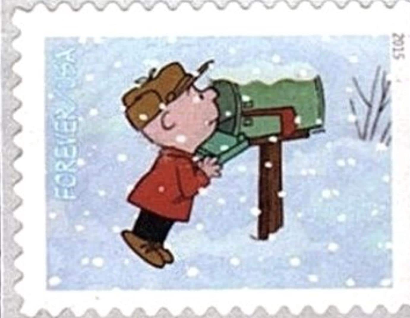 2015 A Charlie Brown Christmas - USA Stamp- Postage Stamp Jewelry - Vintage Postage Stamp Necklace - Antique Bronze Finish