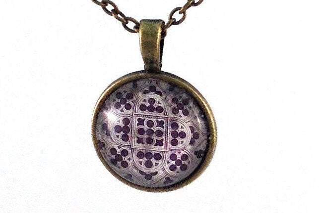 1974 Rose Window, Lausanne Cathedral -Swiss Postage Stamp - Postage Stamp Necklace