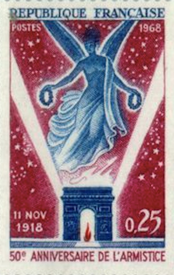 1968 French Armistice Postage Stamp - Postage Stamp Necklace