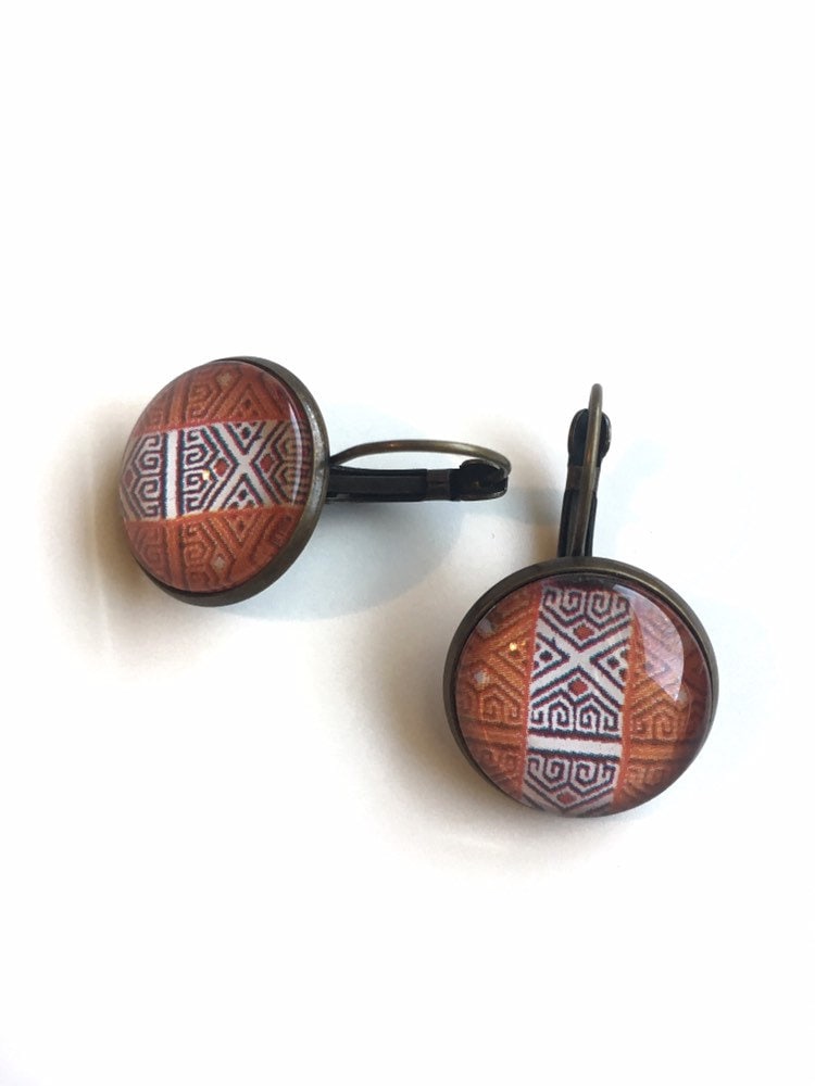 2009 Indian Textile - Indian Postage Stamp - Postage Stamp Earrings