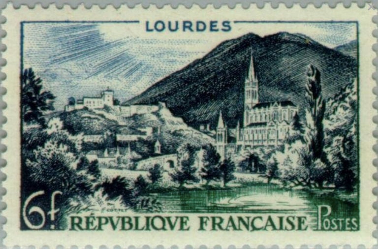 1954 Lourdes, France - French Stamp - Postage Stamp Earrings