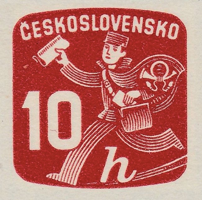 1947 Postman Necklace - Czechoslovakian Stamp - Postage Stamp Necklace