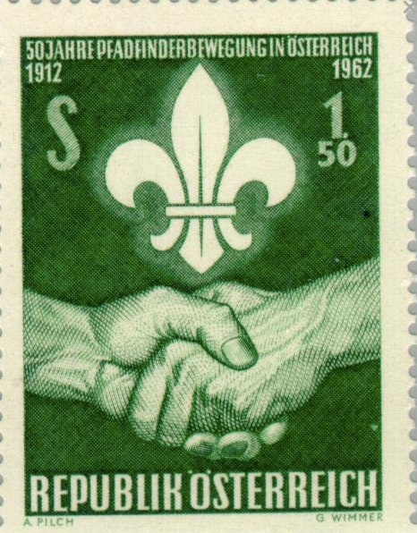 1962 Austrian fleur de lis Stamp - Postage Stamp Necklace