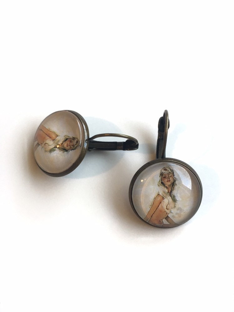 2003 Pin-up Jean-Gabriel Domergue - Monaco Postage Stamp - Postage Stamp Earrings