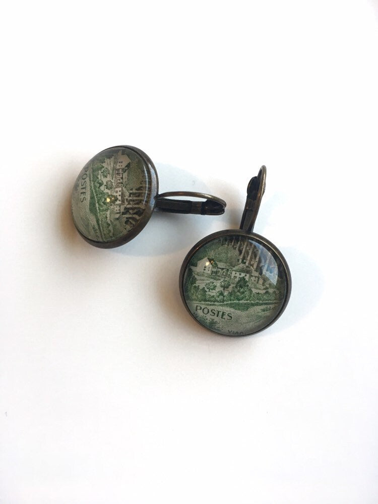 1960 Chaumont viaduct, France - French Stamp - Postage Stamp Earrings
