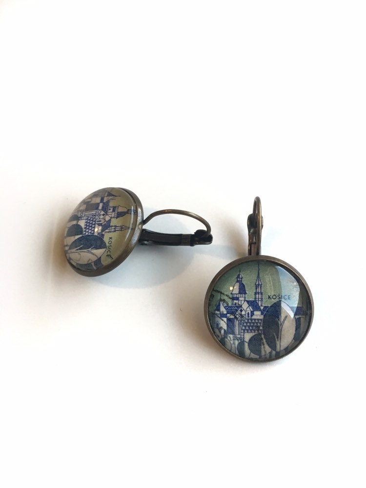 1965 Kosice - Czechoslovakian Stamp - Postage Stamp Earrings