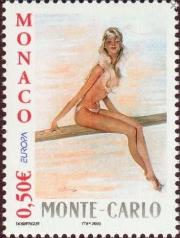 2003 Pin-up Jean-Gabriel Domergue - Monaco Postage Stamp - Postage Stamp Earrings
