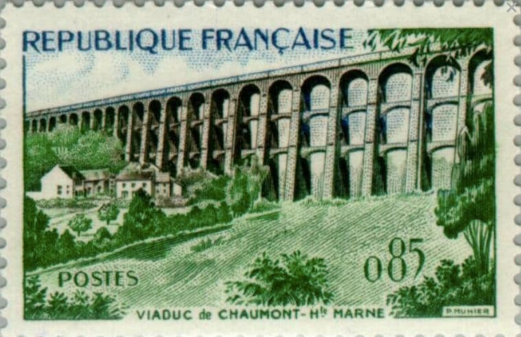 1960 Chaumont viaduct, France - French Stamp - Postage Stamp Earrings