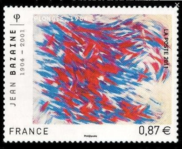 2011 Jean Bazaine Stamp - French Stamp - Postage Stamp Earrings