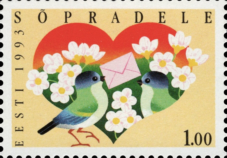 1993 Love Bird Stamp Estonia - Postage Stamp Necklace