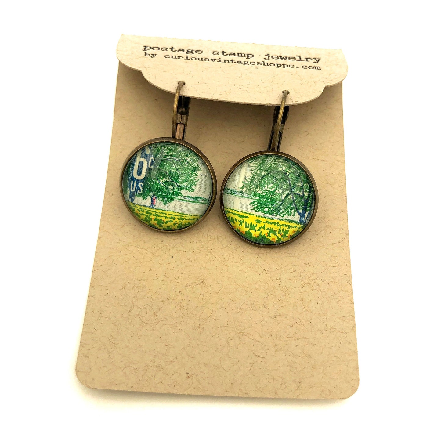1969 Plant For More Beautiful Parks Stamp - Postage Stamp Earrings