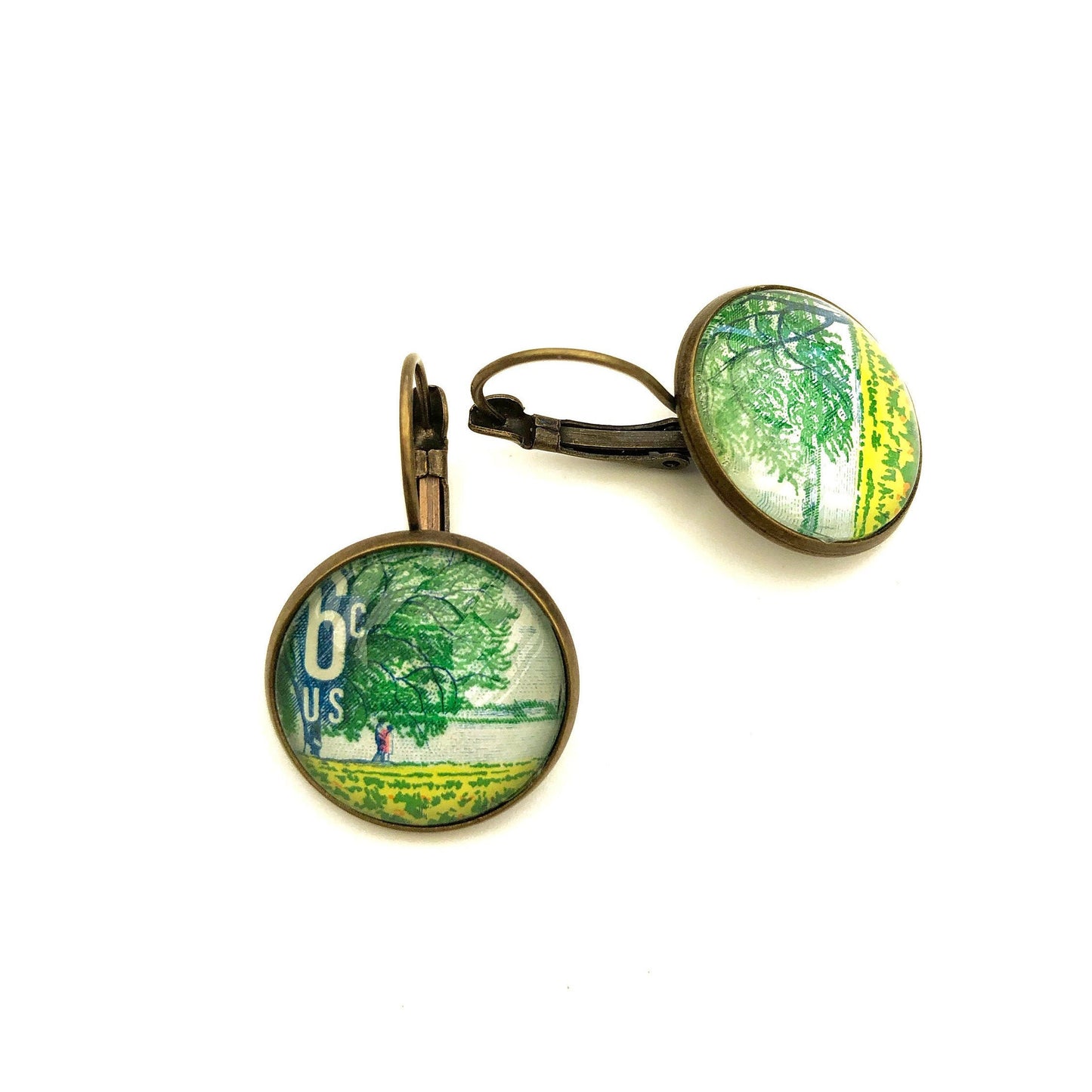 1969 Plant For More Beautiful Parks Stamp - Postage Stamp Earrings