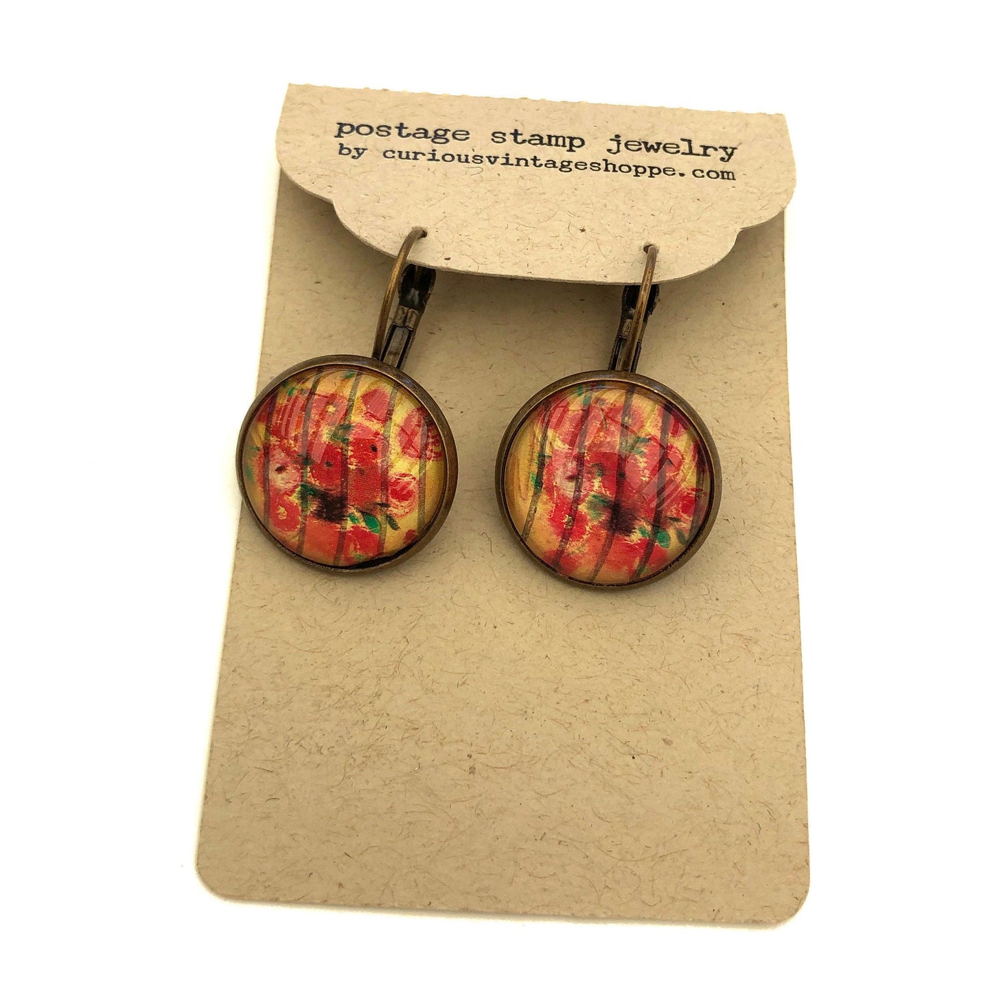 2005 United States Flowers Stamp - Postage Stamp Earrings