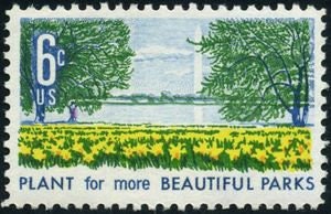 1969 Plant For More Beautiful Parks Stamp - Postage Stamp Earrings