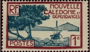 1928 New Caledonia Sailboat Stamp - Postage Stamp Necklace
