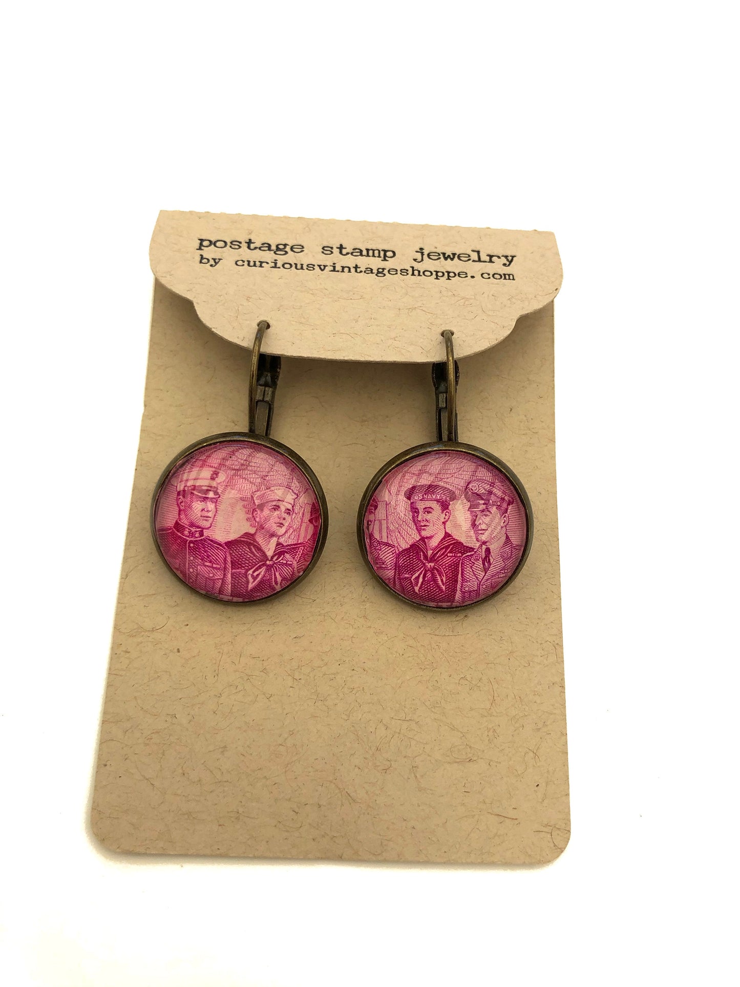 1955 USA Armed Forces Stamp - Postage stamp jewelry - Postage Stamp Earrings