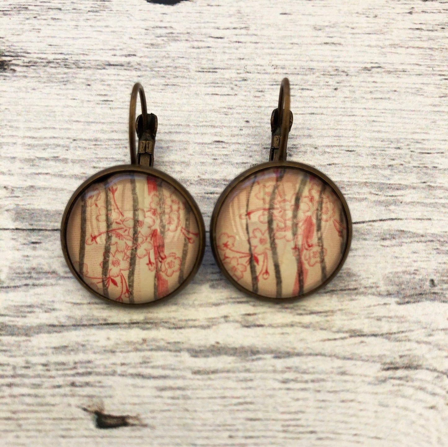 1960 Cherry Blossom USA Stamp - Postage Stamp Earrings