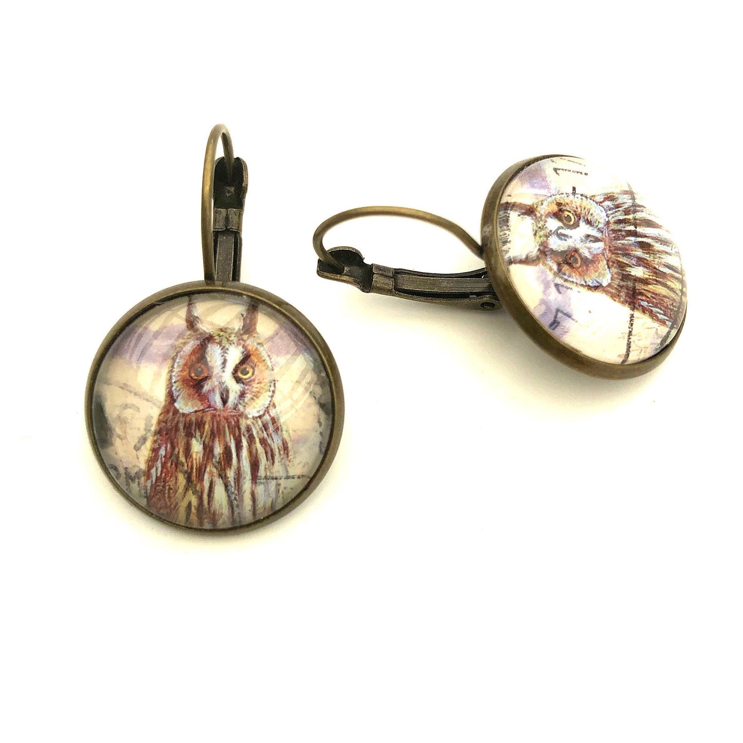 2001 Jersey Long-eared Owl Stamp - Postage Stamp Earrings