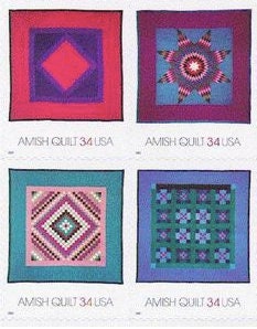 1960 USA Amish quilt Stamp - Postage Stamp Necklace