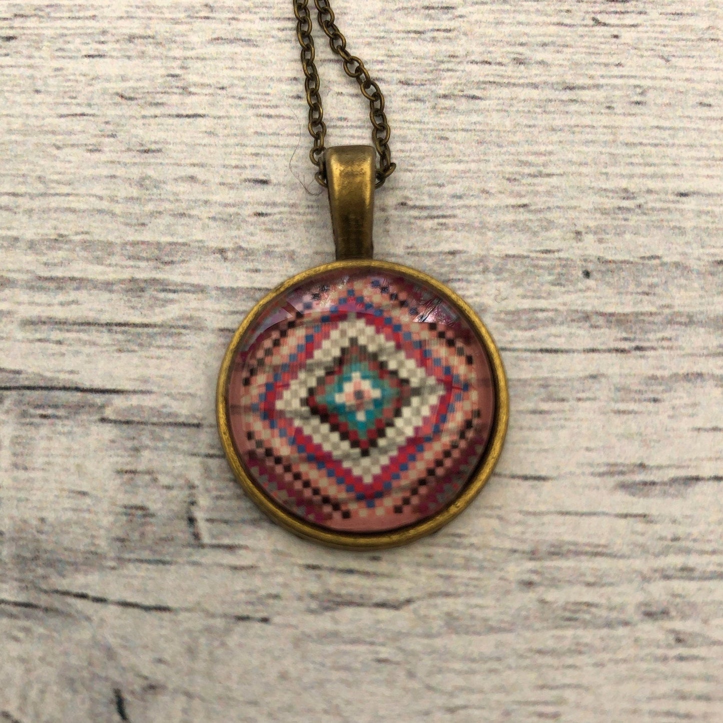 1960 USA Amish quilt Stamp - Postage Stamp Necklace