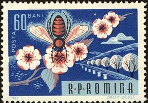 1963 Romanian Bee Stamp - Postage Stamp Necklace