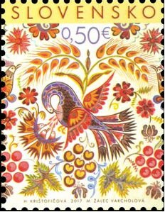 2017 Slovkia Bird Folk Painting Stamp - Postage Stamp Necklace