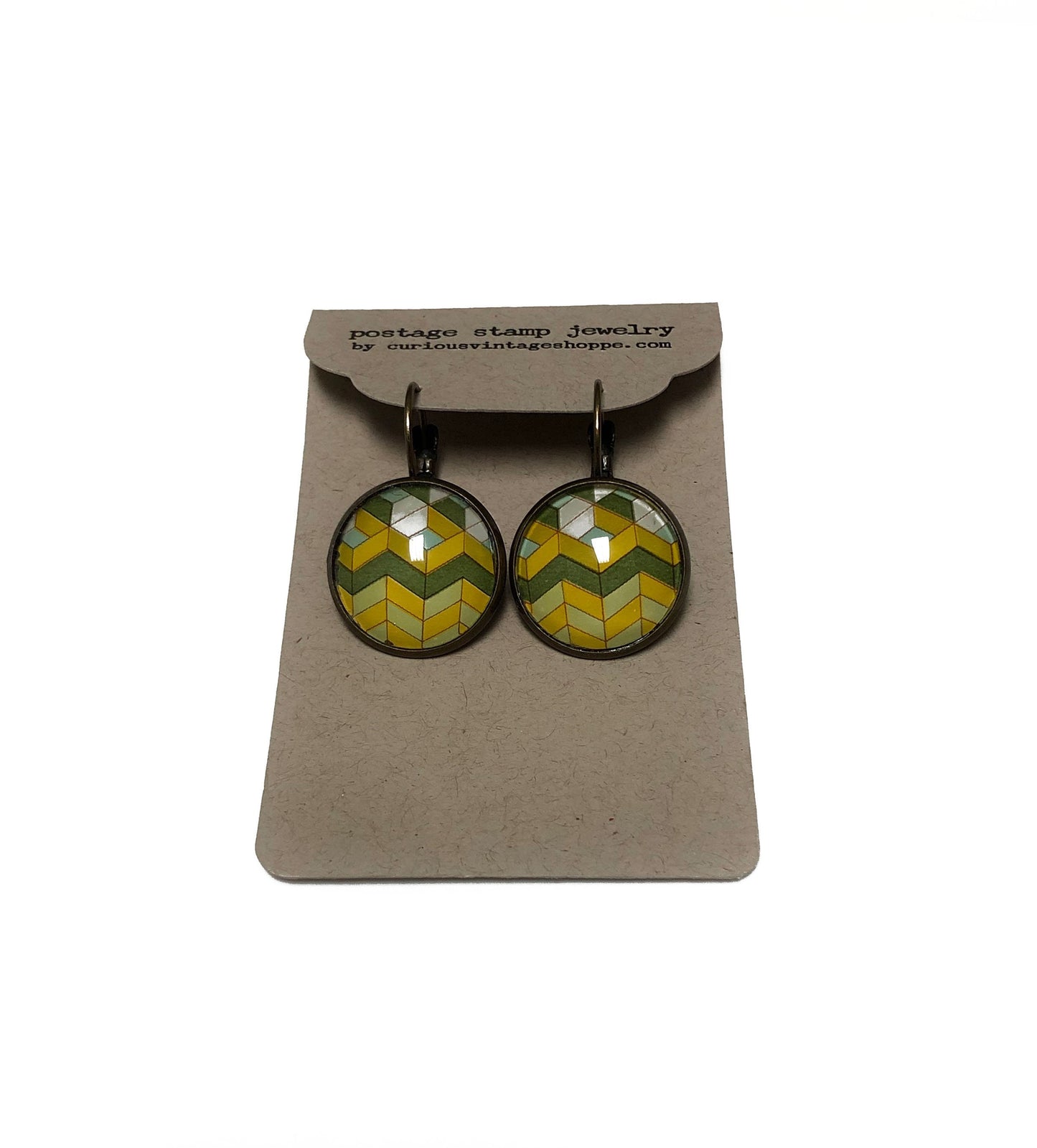 1982 United Kingdom Chevron Stamp - Postage Stamp Earrings
