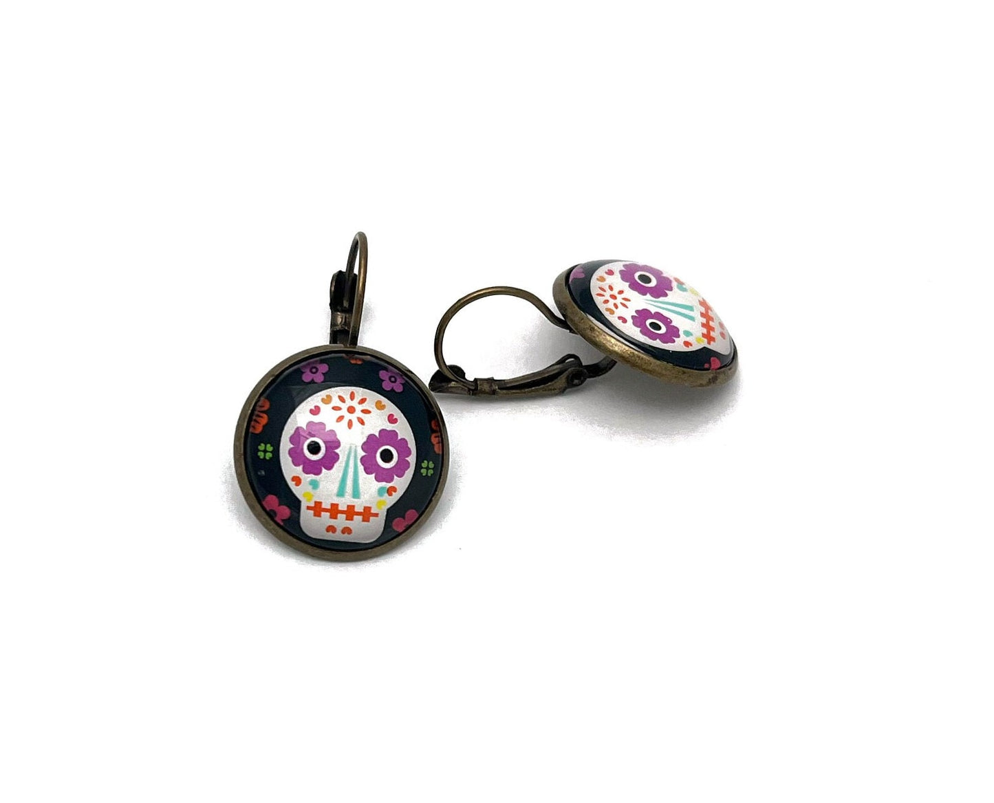 2021 Day of The Dead - Sugar Skull - USA Stamp - Postage Stamp Earrings