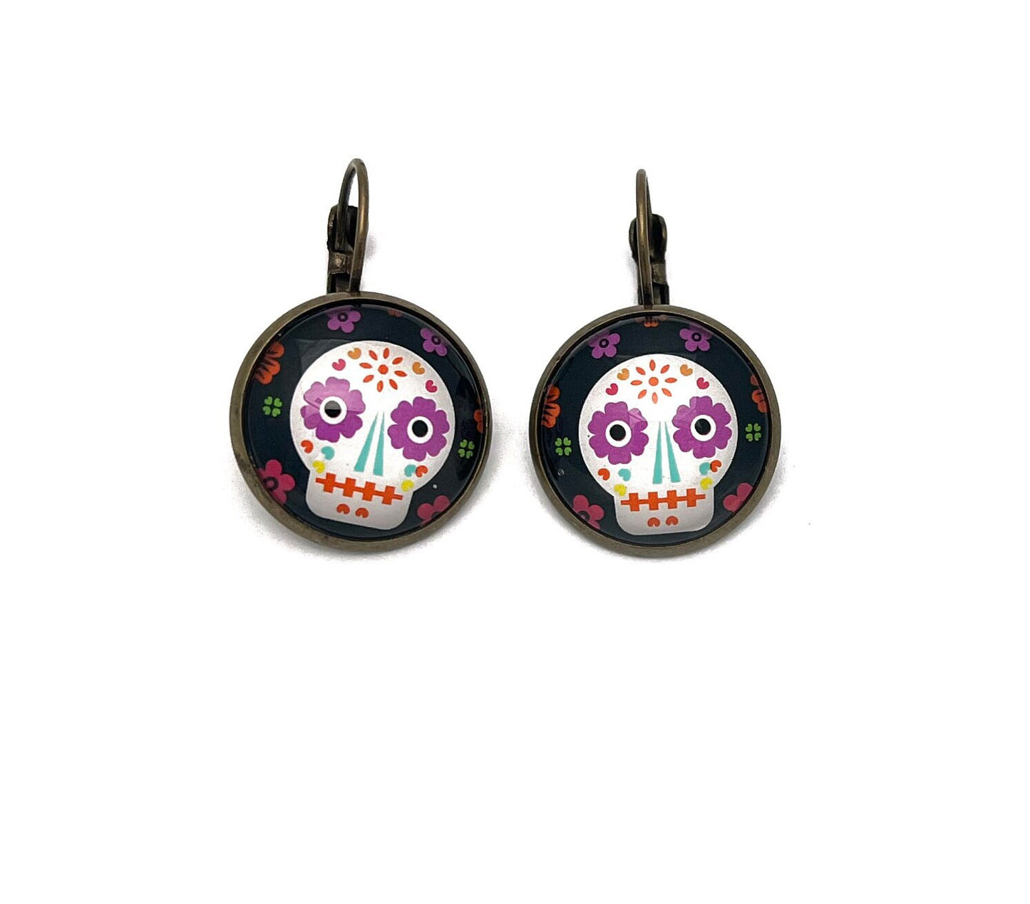 2021 Day of The Dead - Sugar Skull - USA Stamp - Postage Stamp Earrings