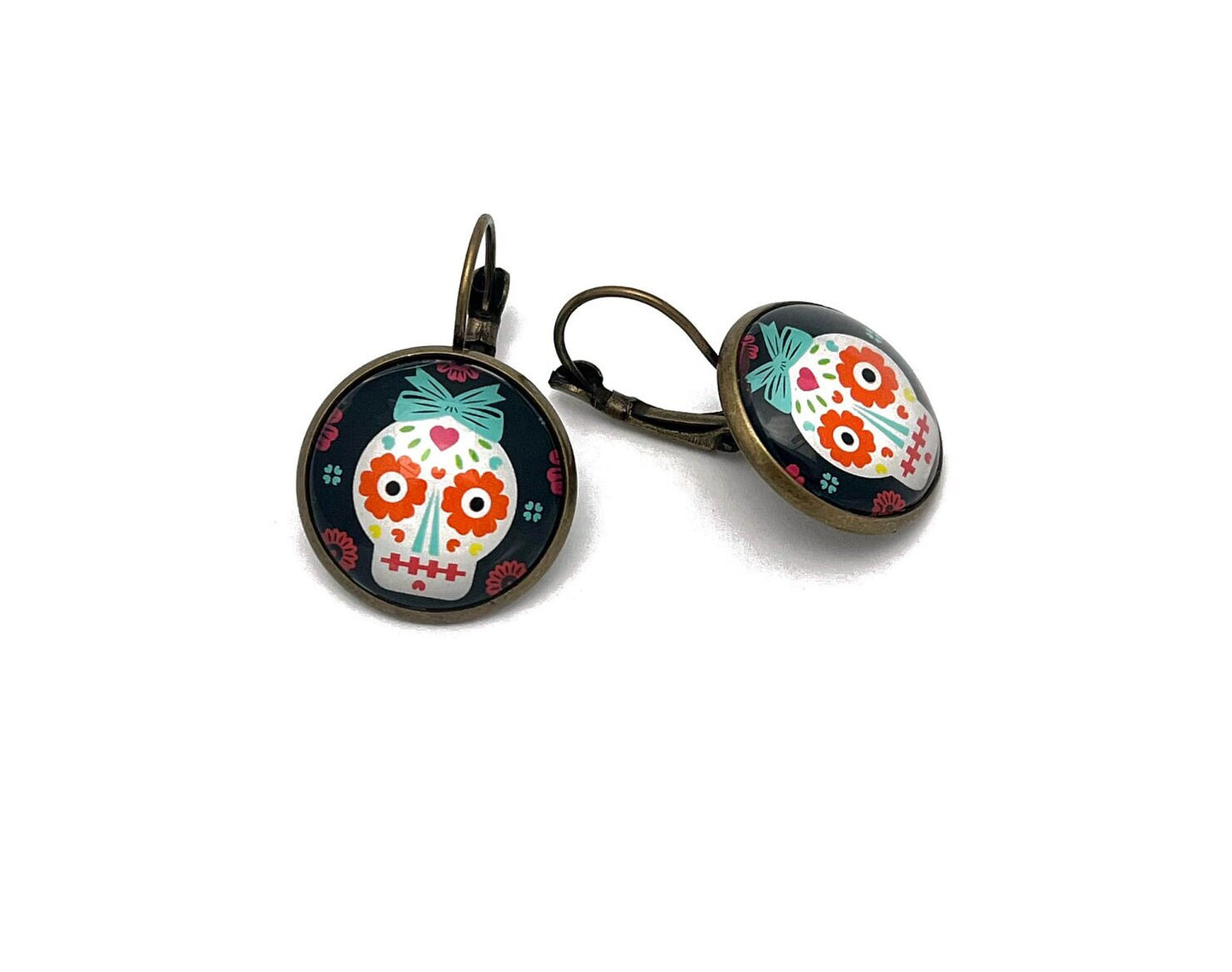 2021 Day of The Dead - Sugar Skull - USA Stamp - Postage Stamp Earrings