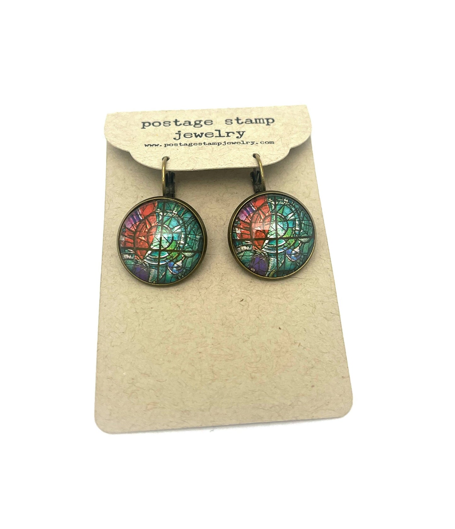 1973 Chagall Window - Israel Postage - Postage Stamp Earrings