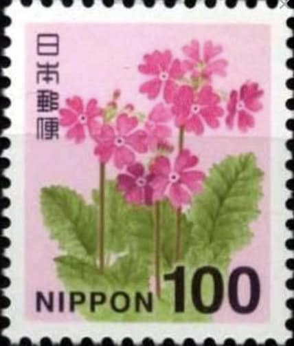 2015 Japan - Pink Primrose Stamp Earrings - Postage Stamp Earrings