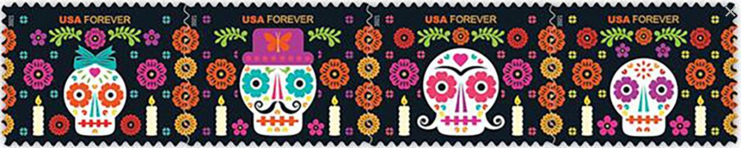 2021 Day of The Dead - Sugar Skull - USA Stamp - Postage Stamp Earrings