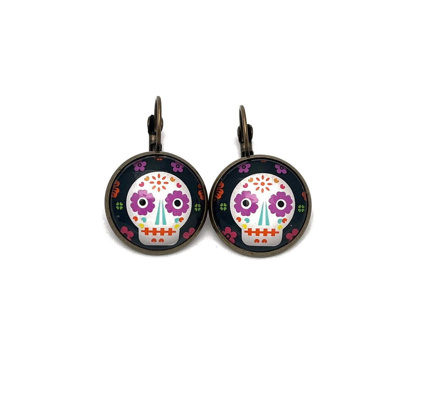 2021 Day of The Dead - Sugar Skull - USA Stamp - Postage Stamp Earrings
