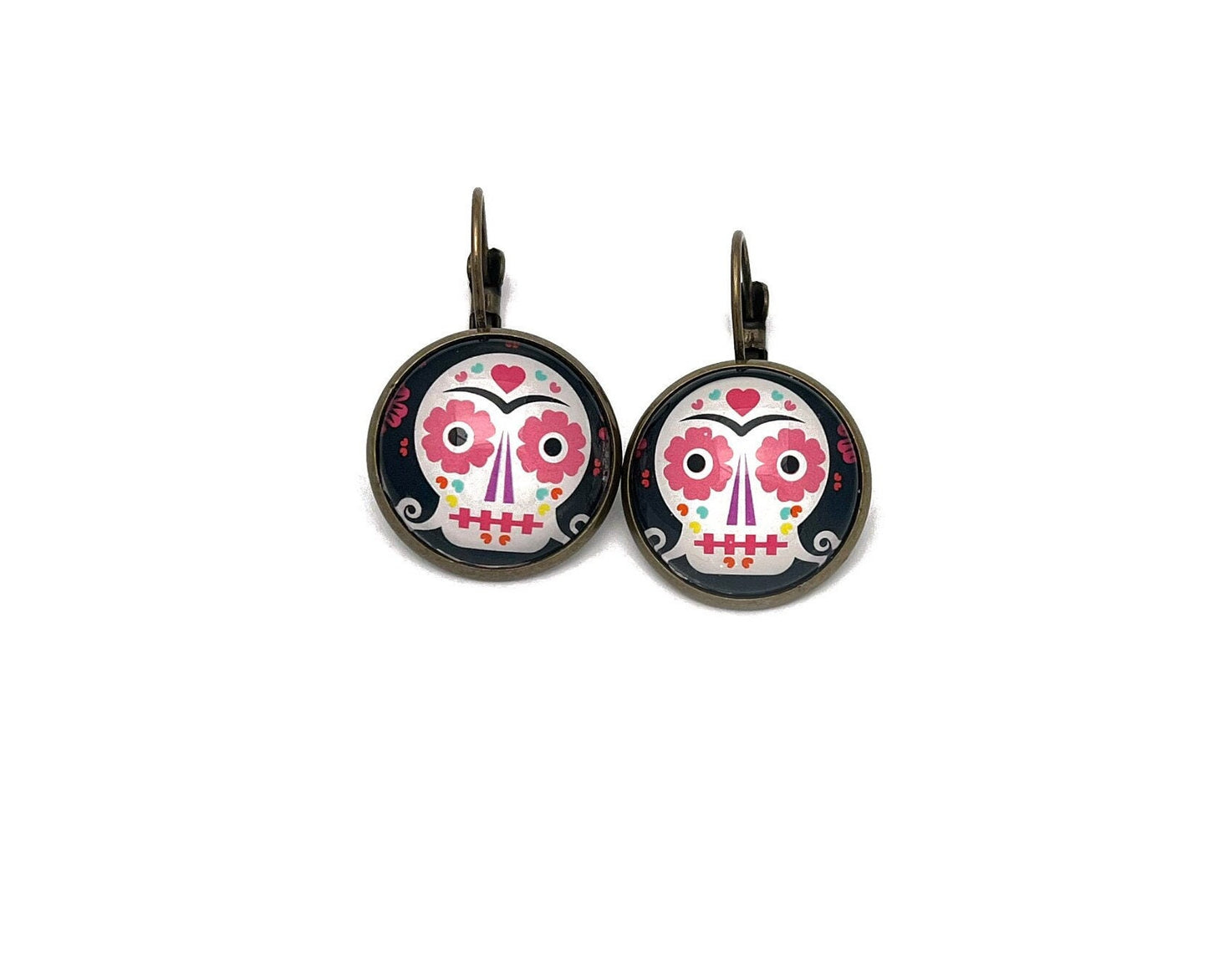 2021 Day of The Dead - Sugar Skull - USA Stamp - Postage Stamp Earrings
